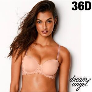 NWT Victoria’s Secret Dream Angels Nude Push Up Bra Lace Sides 36D